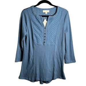 Suzanne Betro Blue Textured Top